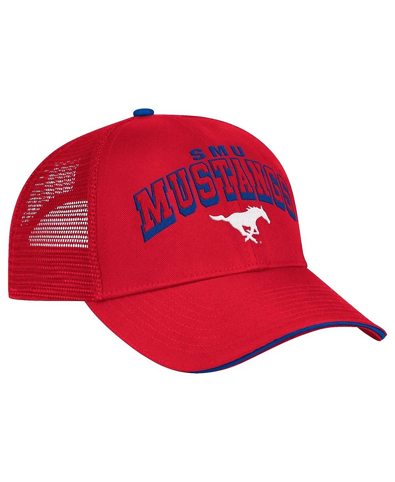 Colosseum Men's Red Smu Mustangs Wyatt Primary Team Trucker Adjustable Hat