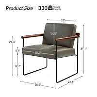 Hulala Home Justo Modern Arm Chair with Sturdy Metal Tube Side
