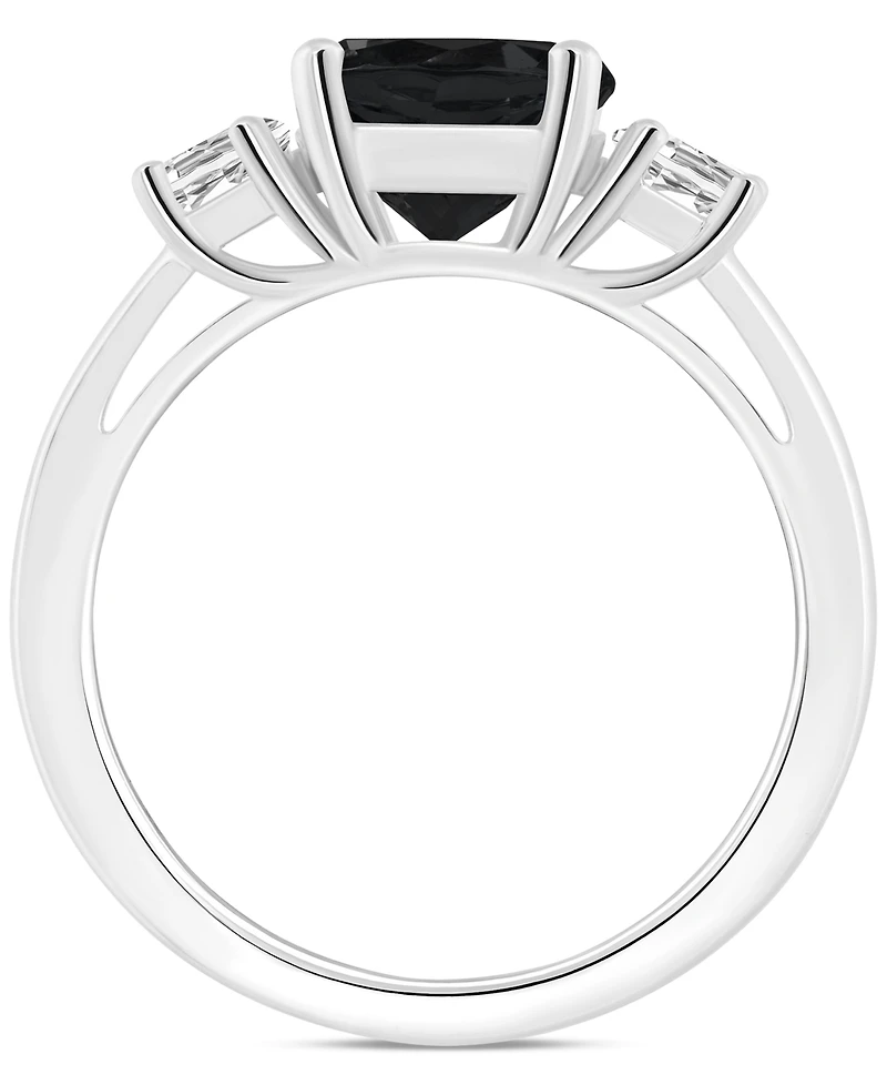 Onyx & White Topaz (5/8 ct. t.w.) Three Stone Ring Sterling Silver