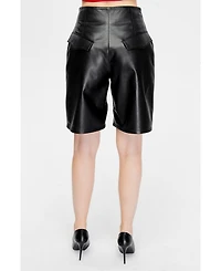 Furniq Uk Women's Leather Fashion Shorts, Black