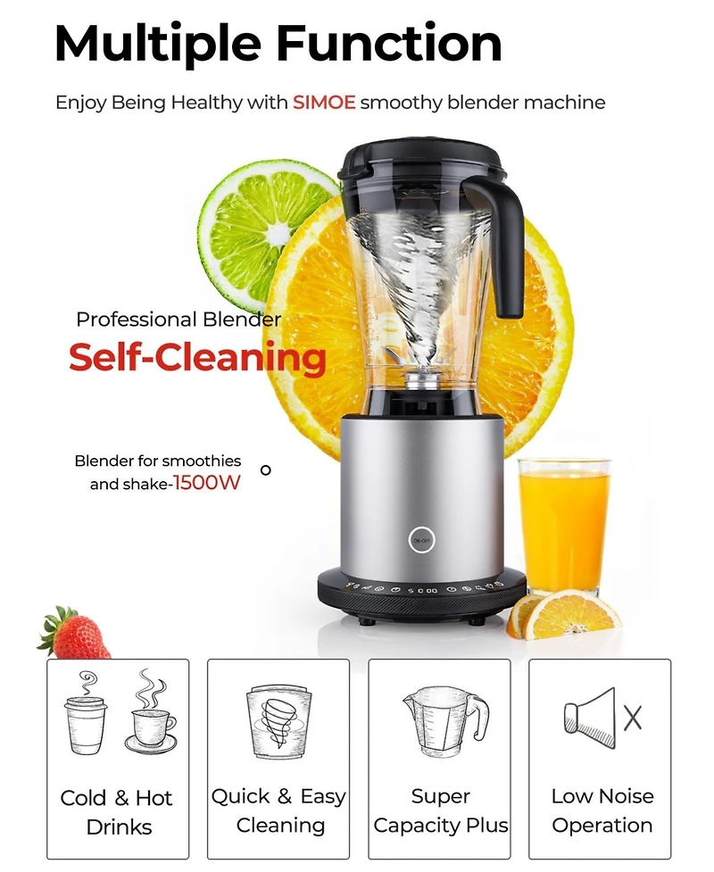 Sugift 1500W Smoothie Maker High Power Juicer and Blender with 10 Speeds