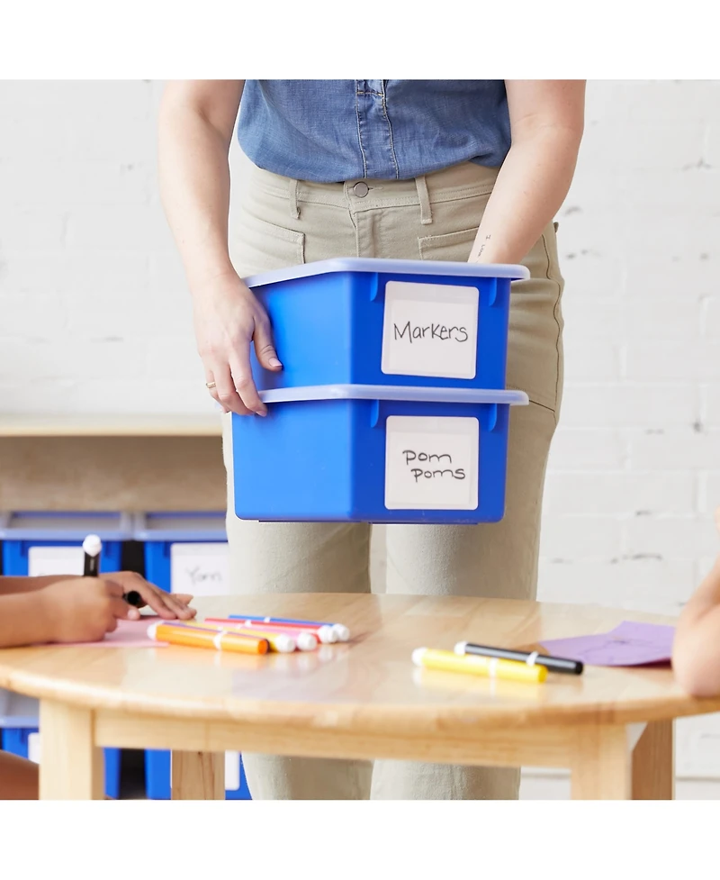 ECR4Kids Cubby Storage Bin with Lid, Blue, 10-Piece