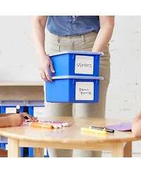 ECR4Kids Cubby Storage Bin with Lid, Blue, 10-Piece