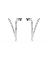 Swarovski Round Cut, White, Rhodium Plated Dextera Hoop Earrings