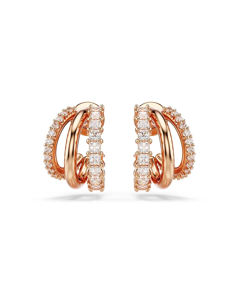 Swarovski Mixed Cuts, Mini, White, Rose Gold-Tone Plated Hyperbola Hoop Earrings