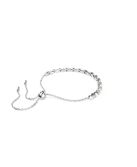 Swarovski Crystal Pearl, Round Cut, White, Rhodium Plated Matrix Bracelet