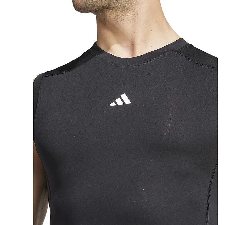 adidas Men's Fitted Crewneck Tech-Fit Sleeveless Compression T-Shirt