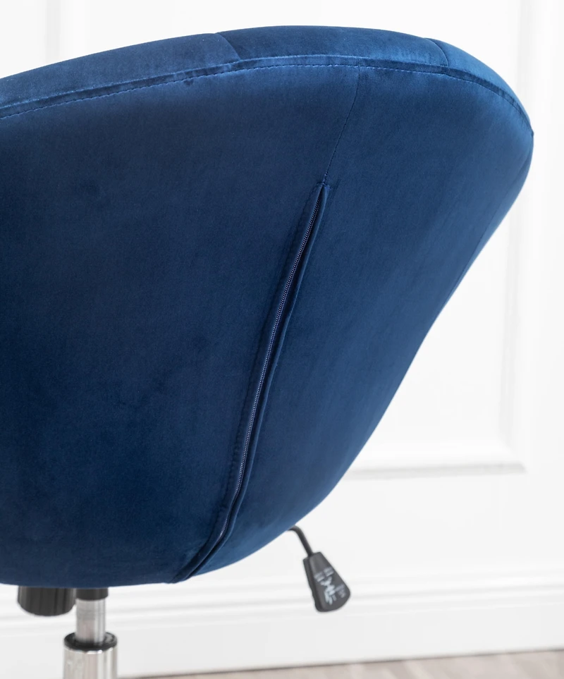 Simplie Fun Velvet Upholstered Tufted Back Swivel Accent Chair, Blue