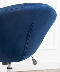 Simplie Fun Velvet Upholstered Tufted Back Swivel Accent Chair, Blue