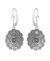 American West Jewelry Sterling Silver and Lapis Lazuli Gemstone Concha Lever Back Earrings