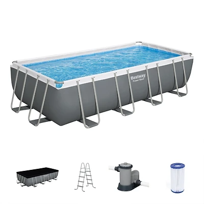Bestway Power Steel 18' x 9' x 48" Rectangular Above Ground Swimming Pool Set