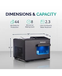 Luma Comfort Luma Nugget Countertop Ice Maker, 44 lbs in 24 hours, Black Stainless Steel Ice Machine, Perfect for Home Bar, Kitchen Countertop, Rv, Ho