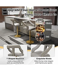Set of 2 Swivel Bar Stool with Footrest