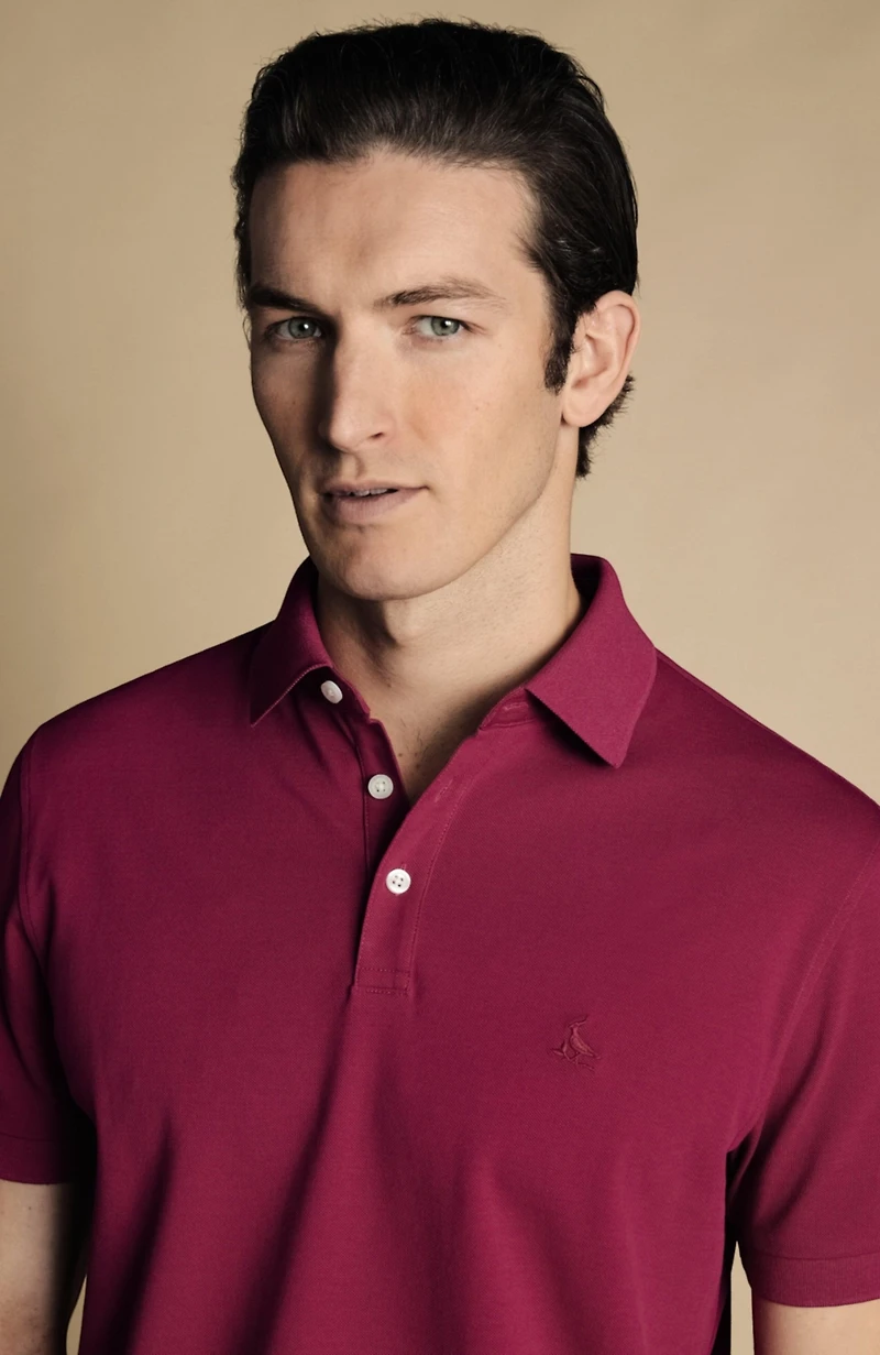 Charles Tyrwhitt Men's Solid Short Sleeve Cotton Pique Polo