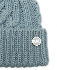 Michael Michael Kors Soft Knit Tangled Aran Cuff Pom Beanie