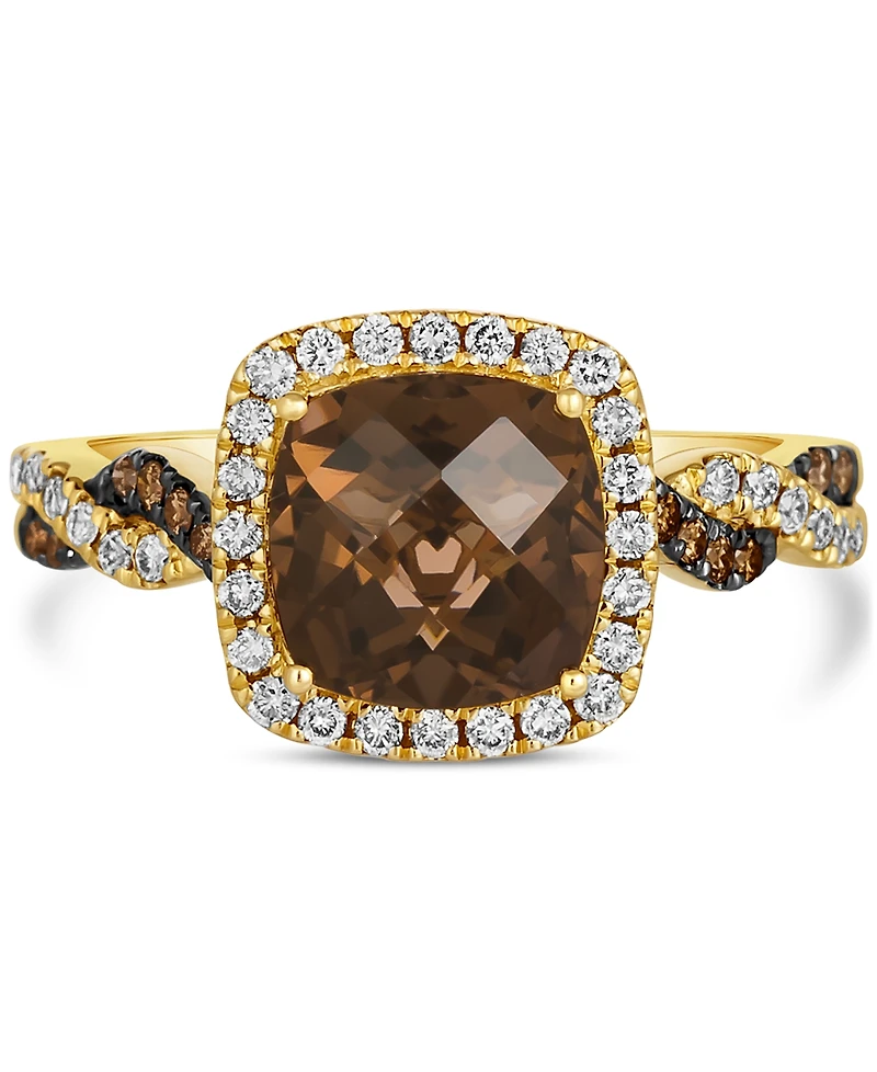 Le Vian Chocolate Quartz (2 ct. t.w.) & Diamond (1/3 ct. t.w.) Halo Braided Ring in 14k Gold