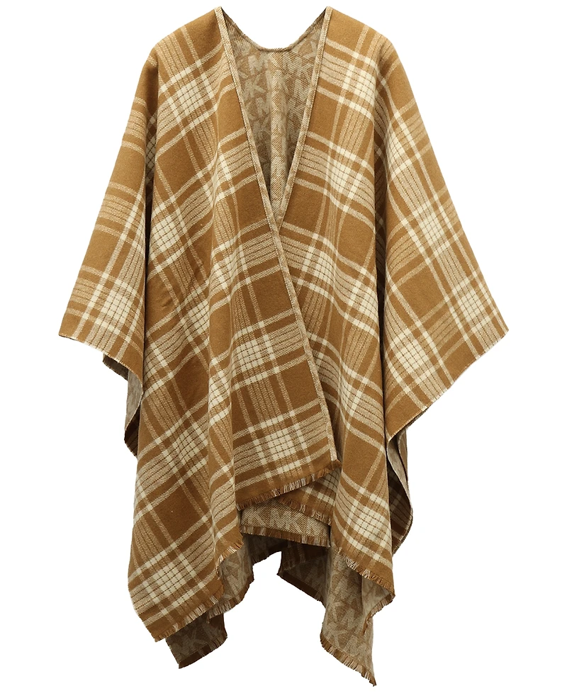 Michael Kors Mk Plaid Reversible Ruana