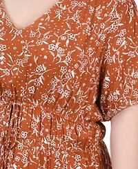 Ny Collection Plus Size Short Sleeve Puff Sleeve Dress