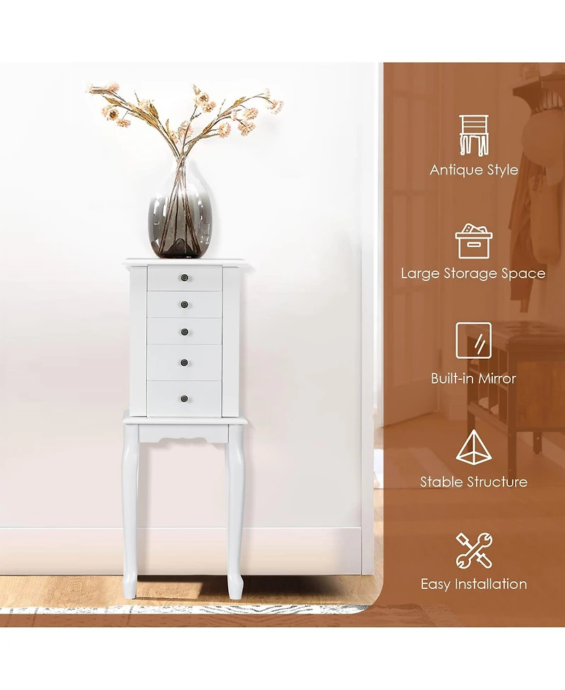 Costway Jewelry Cabinet Storage Chest Standing Organizer