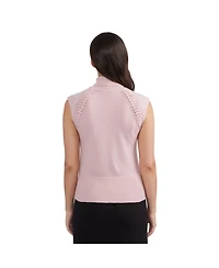 Ellen Tracy Women's Sleeveless Turtleneck Sweater with Braid Detail