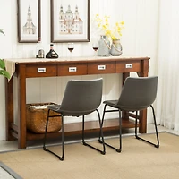 Simplie Fun Vintage Pu Leather Dining Chairs, Set of 2, Antique Grey