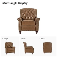 Justine Wooden Upholstery Genuine Leather Recliner with Tufted Back