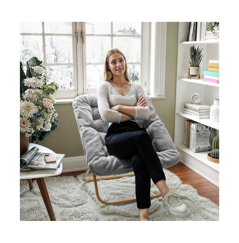 Emma+Oliver Aisling Oversized Folding Saucer Chair For Dorm, Bedroom