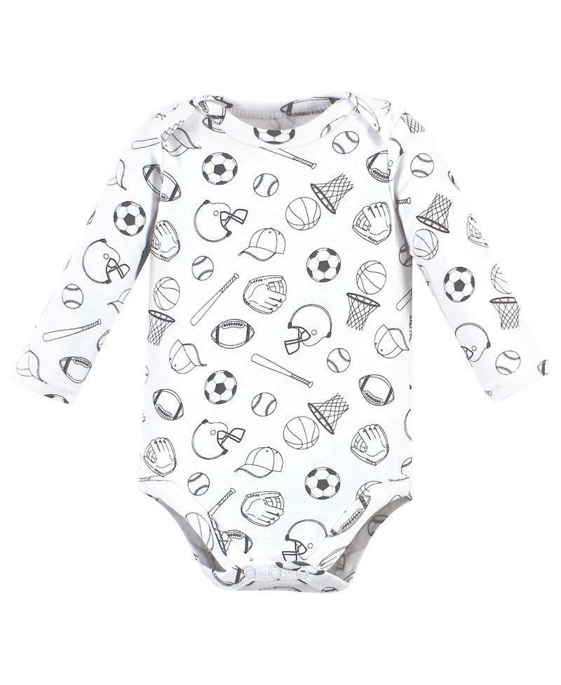 Hudson Baby Boys Five-Piece Collection of Long-Sleeve Cotton Bodysuits