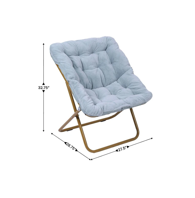 Emma+Oliver Aisling Oversized Folding Saucer Chair And Ottoman For Dorm, Bedroom