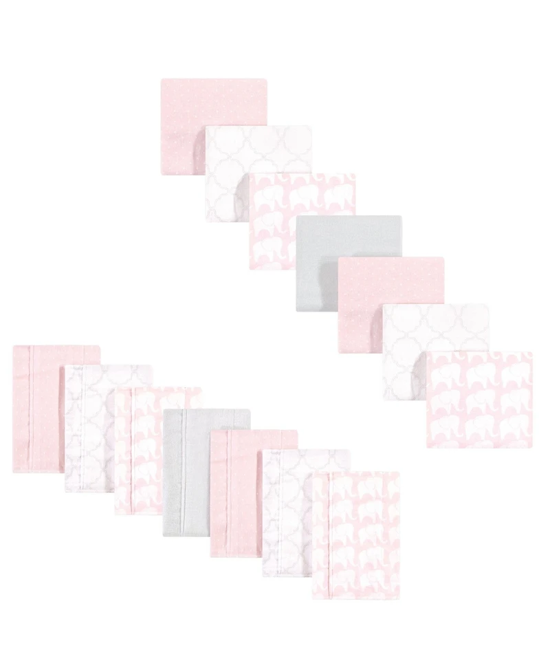 Hudson Baby Infant Girl Cotton Flannel Burp Cloths and Receiving Blankets, 14-Piece, Winter Forest, One