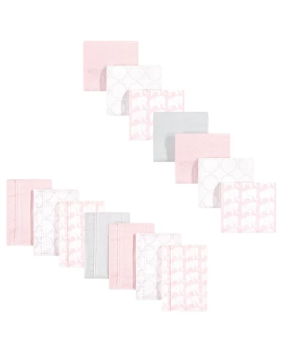 Hudson Baby Infant Girl Cotton Flannel Burp Cloths and Receiving Blankets, 14-Piece, Winter Forest, One