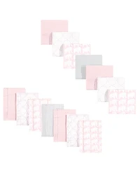 Hudson Baby Infant Girl Cotton Flannel Burp Cloths and Receiving Blankets, 14-Piece, Winter Forest, One