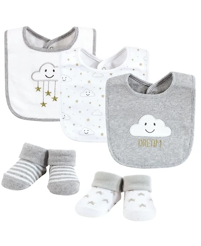 Hudson Baby Unisex 5Pk Bandana Bibs and Socks Set