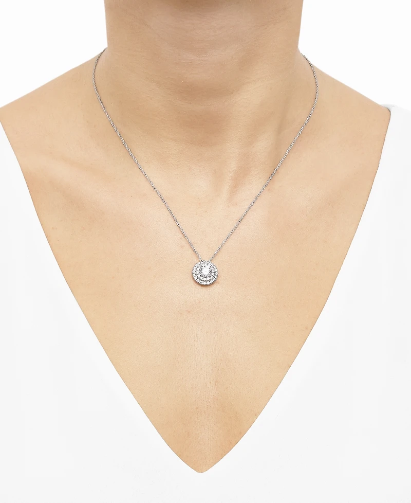 Grown With Love Lab Grown Diamond Double Halo Pendant Necklace (1-1/2 ct. t.w.) in 14k White or Yellow Gold, 16" + 2" extender