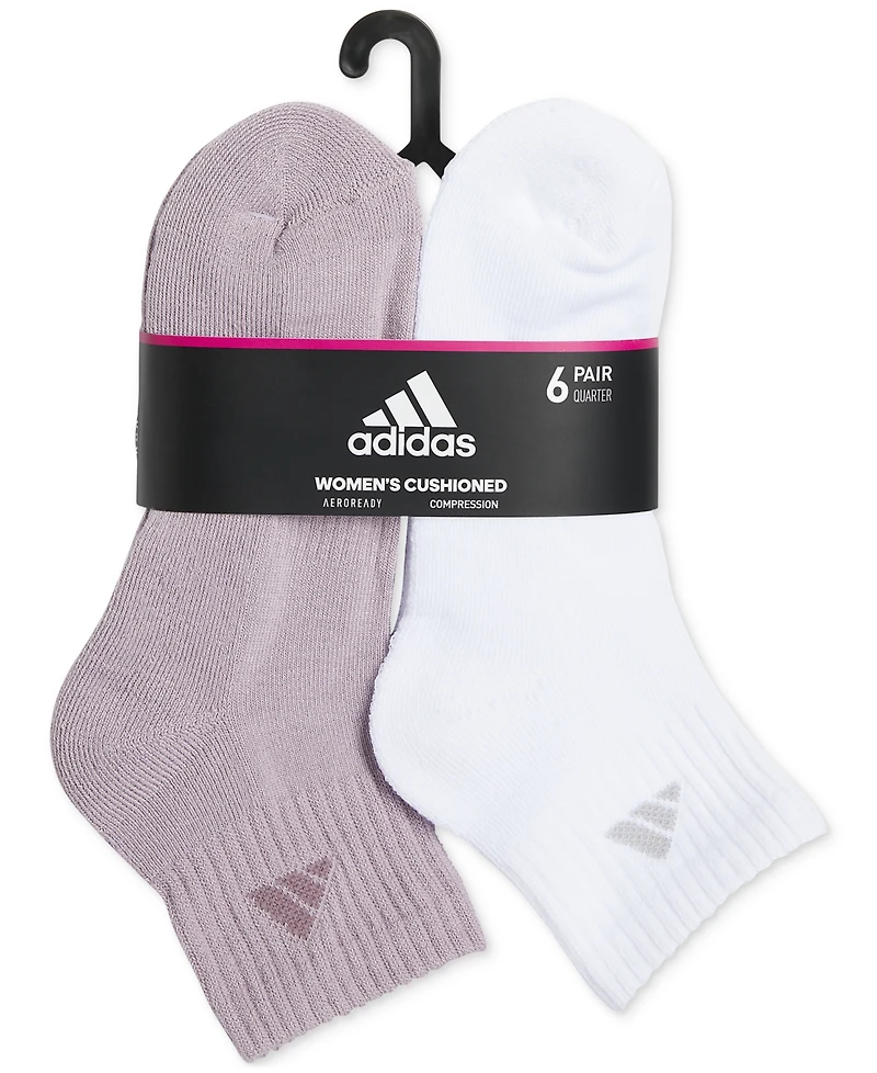 adidas Women's Athletic Cushioned Quarter Socks, Pack of 6
