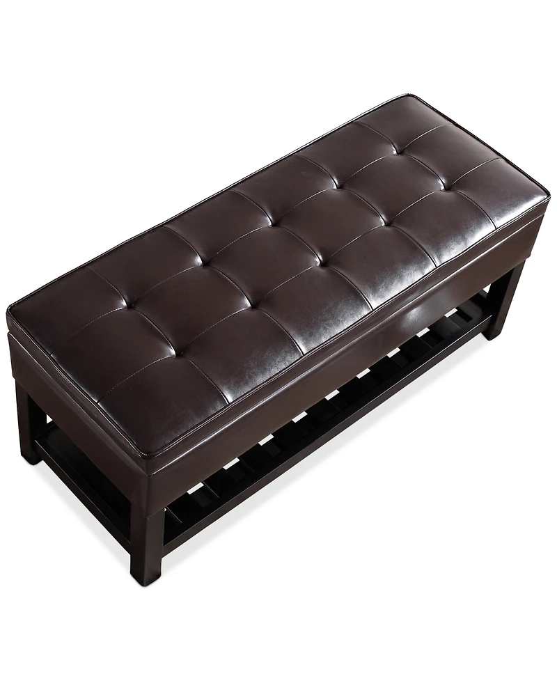 Verona Faux Leather Storage Ottoman with Shelf