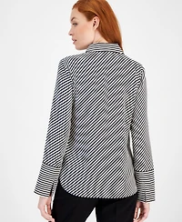 Anne Klein Printed Slit-Cuff Blouse