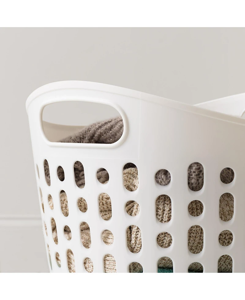 Iris Usa Laundry Basket 40L Durable and Flexible, Portable Round Bin, 1.15 Bushel Hamper for Storage with Ventilation Holes for Closet Dorm, White