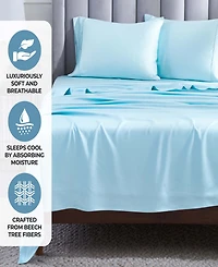 Superior Modal From Beechwood 400 Thread Count Lightweight Cooling Solid Deep Pocket Bed Sheet Set, King