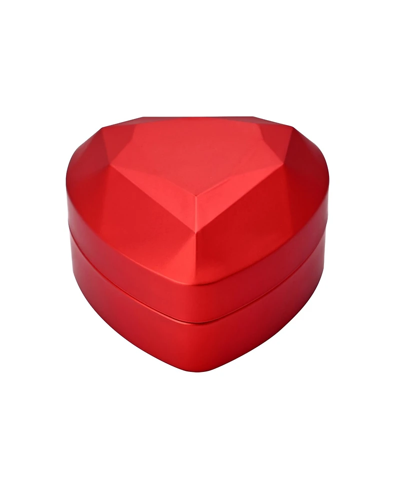 Heart Shape Led Lighting Ring Box Jewelry Wedding Engagement Proposal Case Red