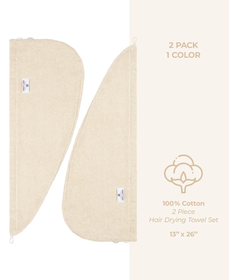 American Soft Linen 2-Pack Hair Drying Towels, 26" x 13"