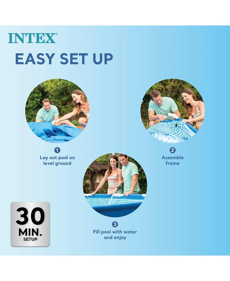 Intex 86" x 23" Rectangular Frame Above Ground Outdoor Splash Swimming Pool