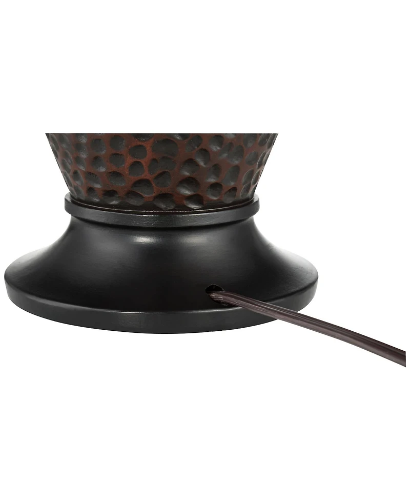 360 Lighting Cody Rustic Farmhouse Table Lamps 26" High Set of 2 Hammered Oiled Bronze Oatmeal Linen Drum Shade for Bedroom Living Room Bedside H