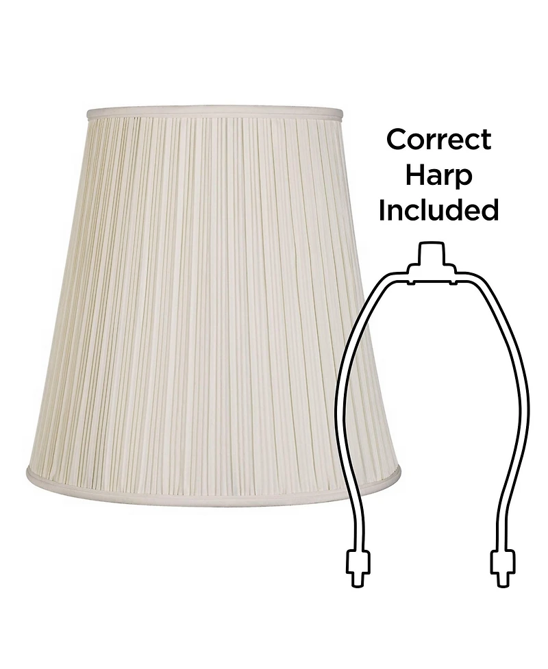 Springcrest Set of 2 Pleated Drum Lamp Shades Cream Large 12" Top x 18" Bottom x 18" High Spider with Replacement Harp and Finial