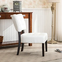 Simplie Fun Blended Leather Tufted Accent Chair with Oversized Seating, Ivory