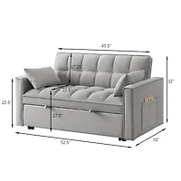 Streamdale Furniture 4-in-1 Space-Saving Velvet Loveseat Sofa Bed with Storage