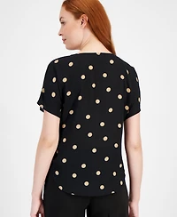 Anne Klein Women's Printed Boat Neck Short-Sleeve Top