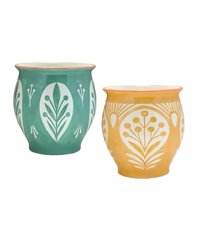 Set of 2 Decorative Ceramic Pots for Stylish Indoor and Outdoor Display