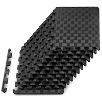 ProsourceFit Checkered Puzzle Exercise Mat 12 x 12 1/2-in, Black, 12 Sq Ft - 12 Tiles