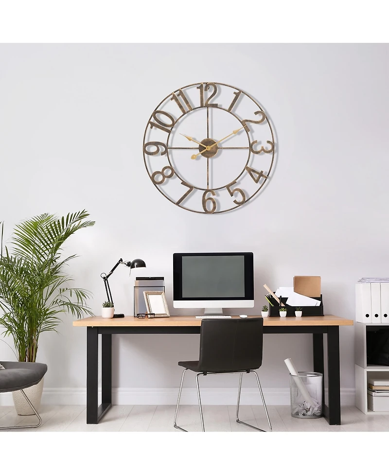 Sorbus Large Wall Clock for Living Room Decor - Numeral Kitchen 24 inch Decorative (Gold)